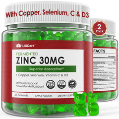 Fermented zinc immune support gummies label and bottle