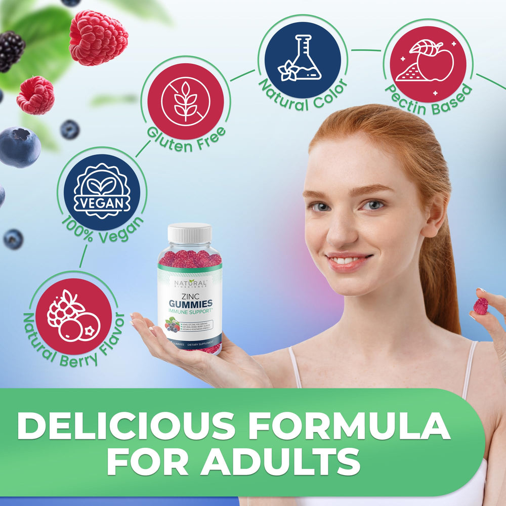 Label of vegan, gluten-free zinc gummies