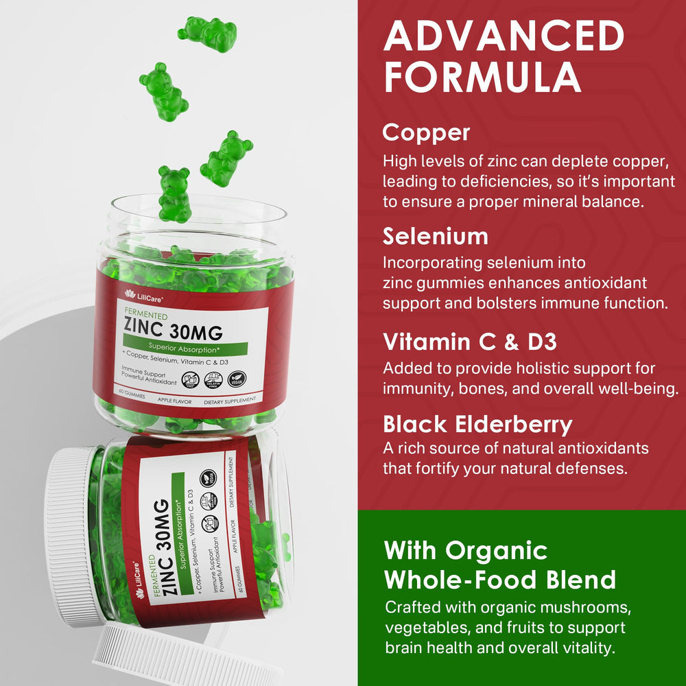 Whole-food complex nutrients in zinc gummies