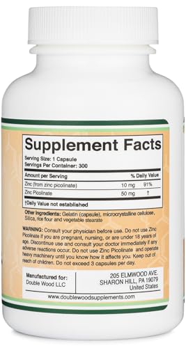 Zinc Picolinate 50mg 300 capsules bottle on white background