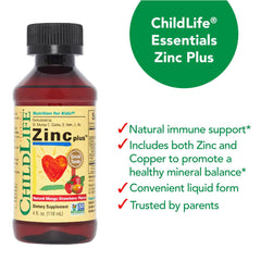 Packaging of ChildLife Zinc Plus (4 fl oz bottles, pack of 3)