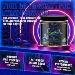 Serving size and usage guidance for Zipvit Creatine Monohydrate Gummies