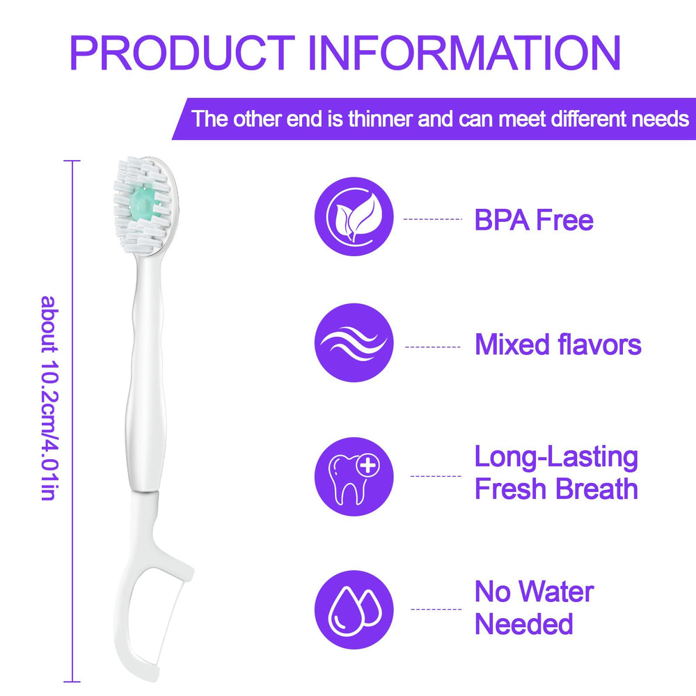 32-piece mint travel toothbrush pack close-up