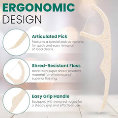 Floss pick showing dual-function precision cleaning tip
