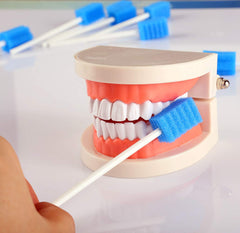 Close-up of raised foam ridges on mouth swab sponge