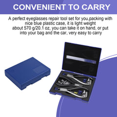 Spring-loaded ergonomic handles on glasses repair pliers