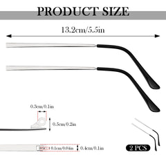 Close up of universal replacement glasses arms compatible with metal and plastic frames