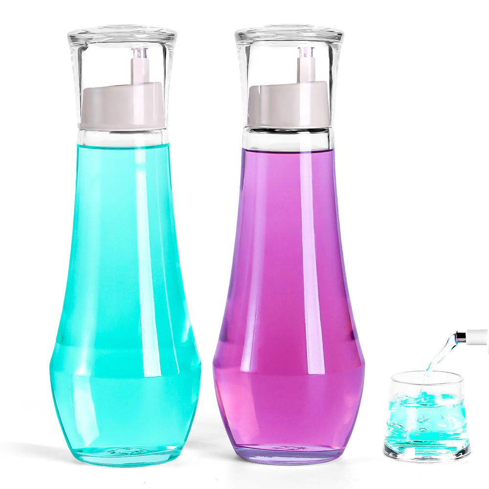 ZOBONETI glass mouthwash dispenser with dual-function cup