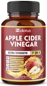 Front view of Zolotus 7 in 1 Apple Cider Vinegar Capsules bottle