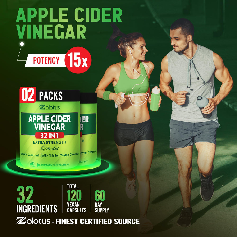 Two-pack packaging of Zolotus Apple Cider Vinegar Capsules (60 capsules)