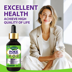 Close-up of Zooawa Poke Root Drops bottle label