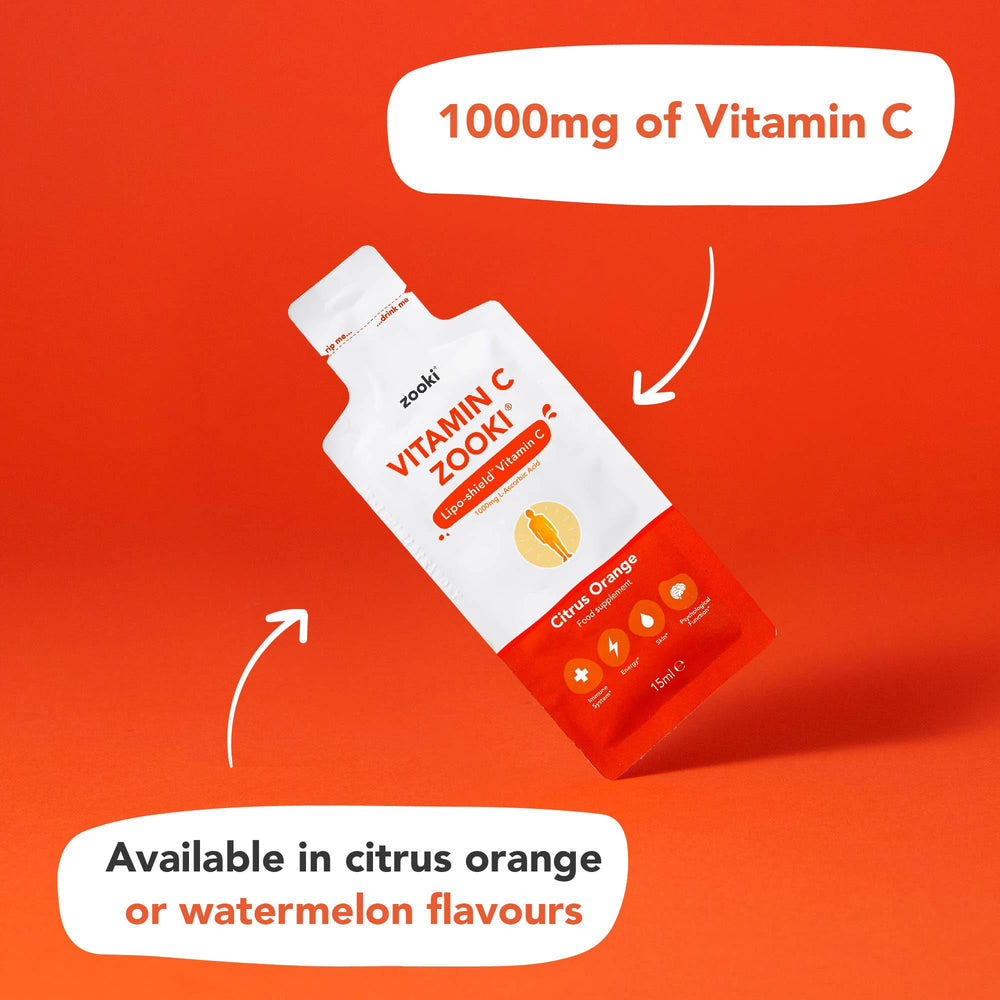 Packaging of Zooki Liposomal Vitamin C 1000mg liquid sachets