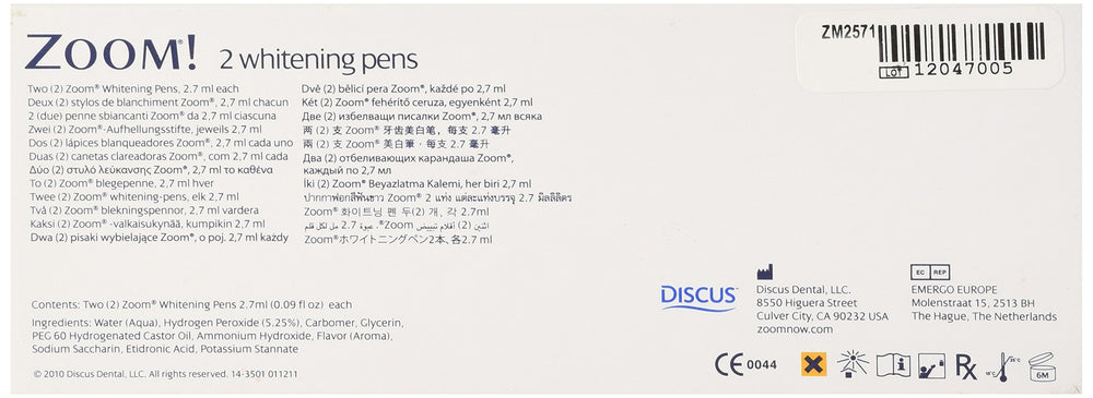 Zoom Whitening Pens 2 Pack packaging and tip detail