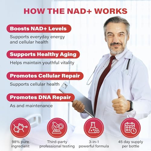 DNA repair concept with NAD+ support imagery