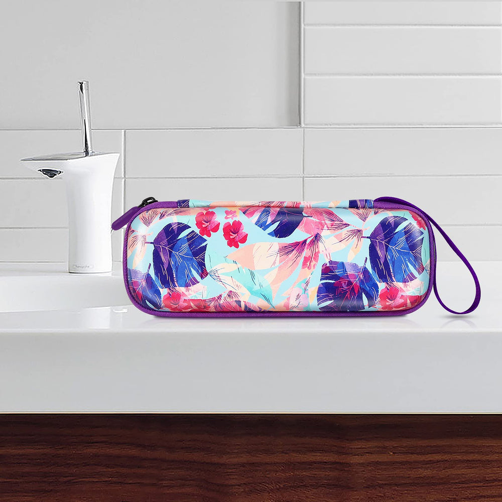 Purple floral ZORETCO travel case close-up