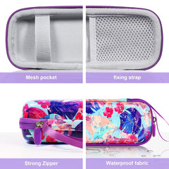 ZORETCO travel case showing dimensions 9 x 3.5 x 2.3 inches