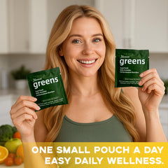 Close-up view of green Daily Greens gummies