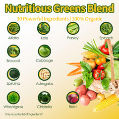 Nutrition facts panel for Zotreval Daily Greens Gummies