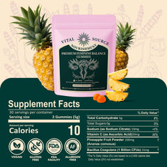 Pineapple-flavored gummy beside ZuriVitaNex bottle