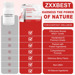 Box and packaging of ZXXBEST NAD 1000mg Liquid NAD+