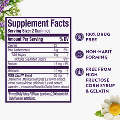 Travel-friendly ZzzQuil PURE Zzzs Advanced Melatonin Gummies bottle