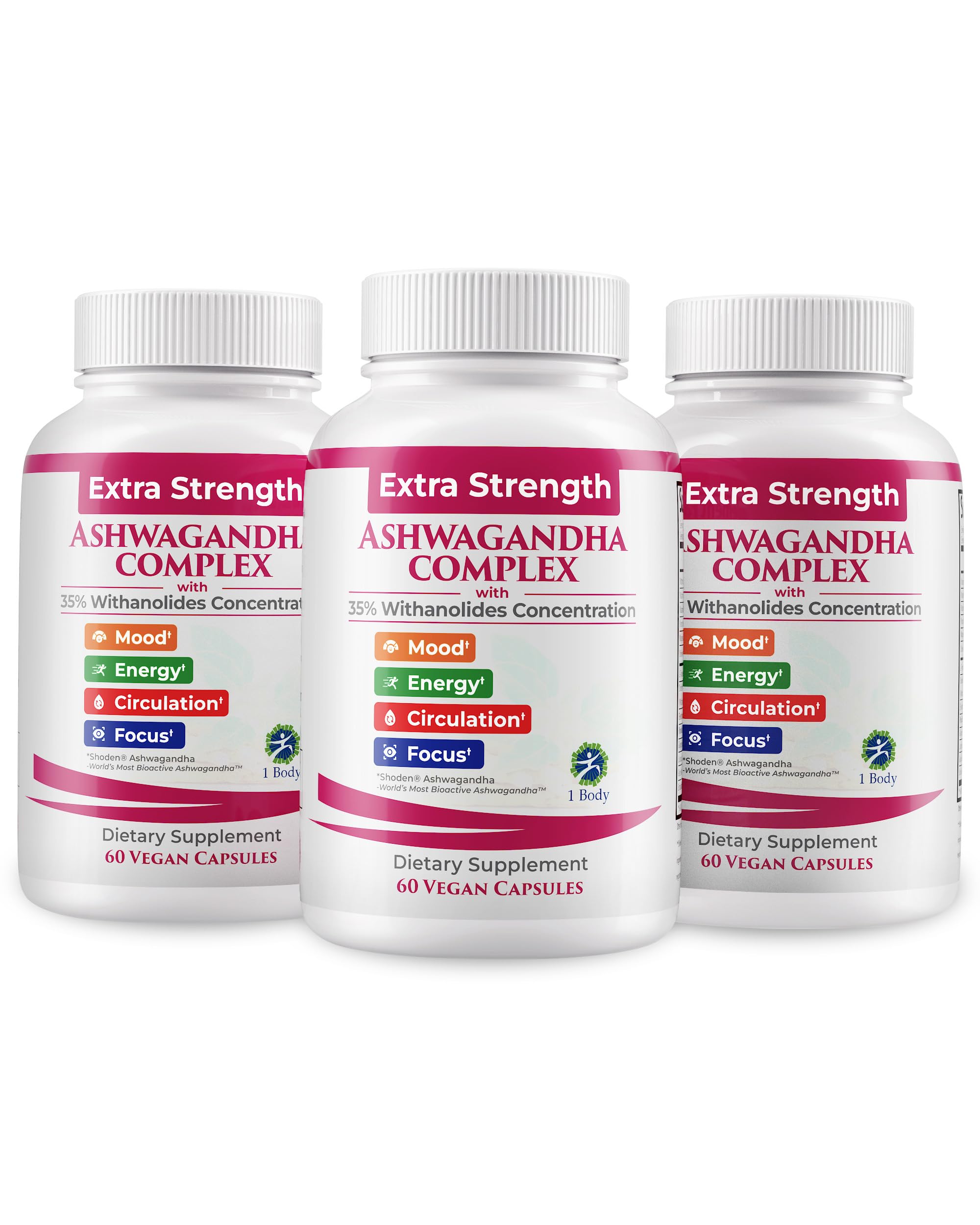 1 Body Ashwagandha Complex bottle front view