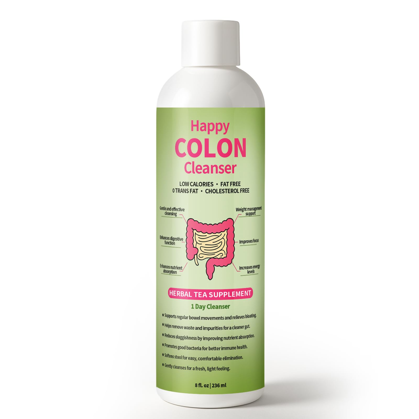 Front view of 1 Day Happy Colon Cleanser bottle