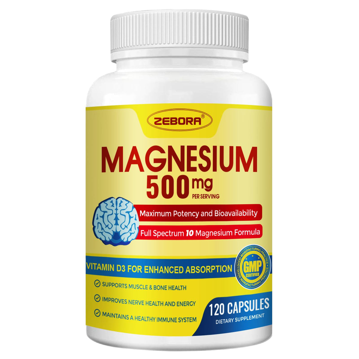 Front view of 10 in 1 Magnesium Complex bottle