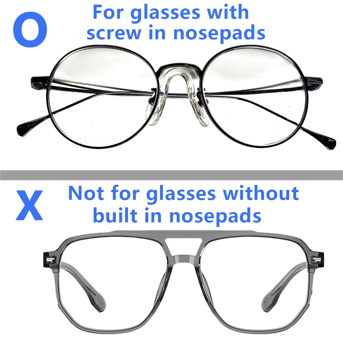 Nose pads installed on bridge area to prevent frame indentation