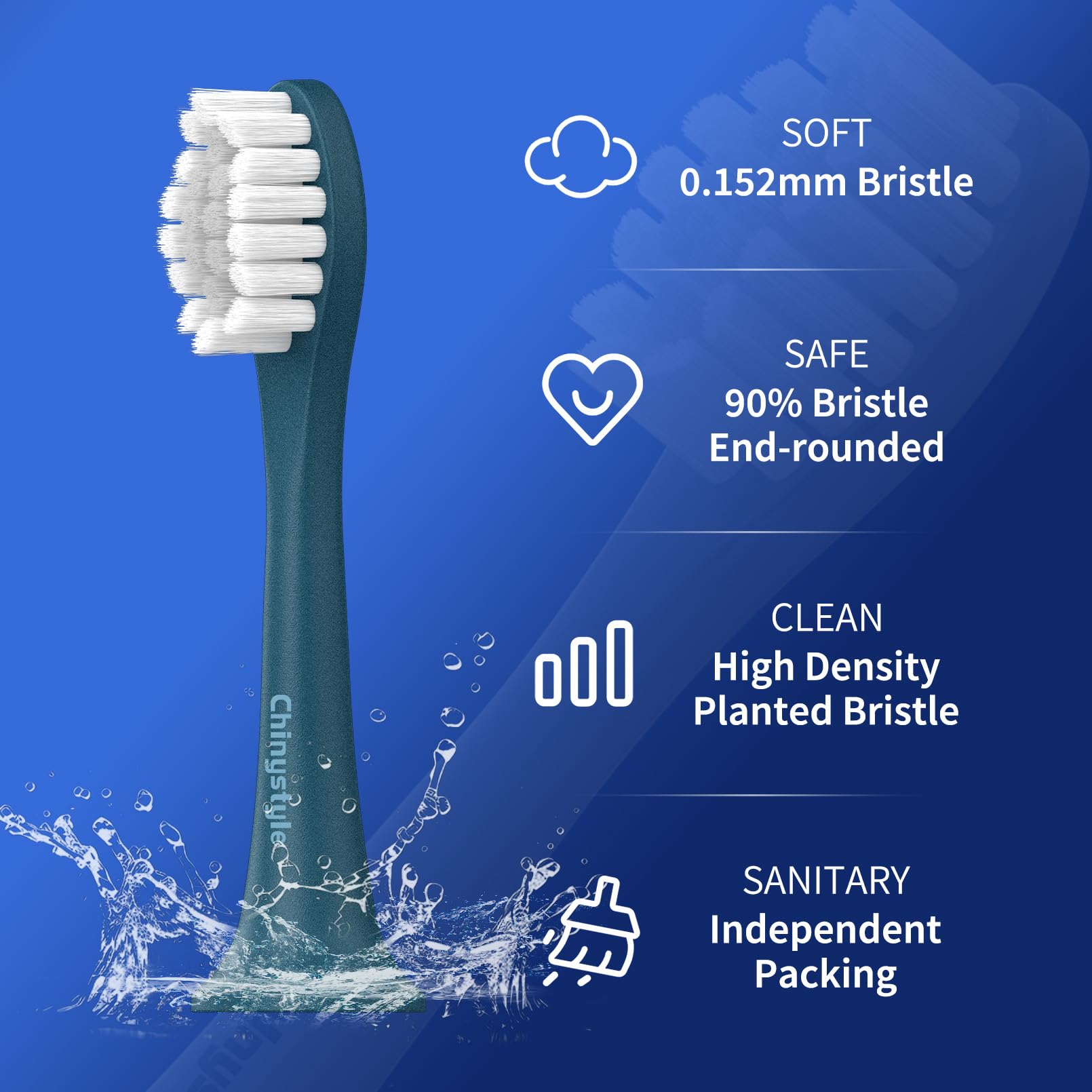 Chinystyle high density bristle replacement heads for Suri Sonic