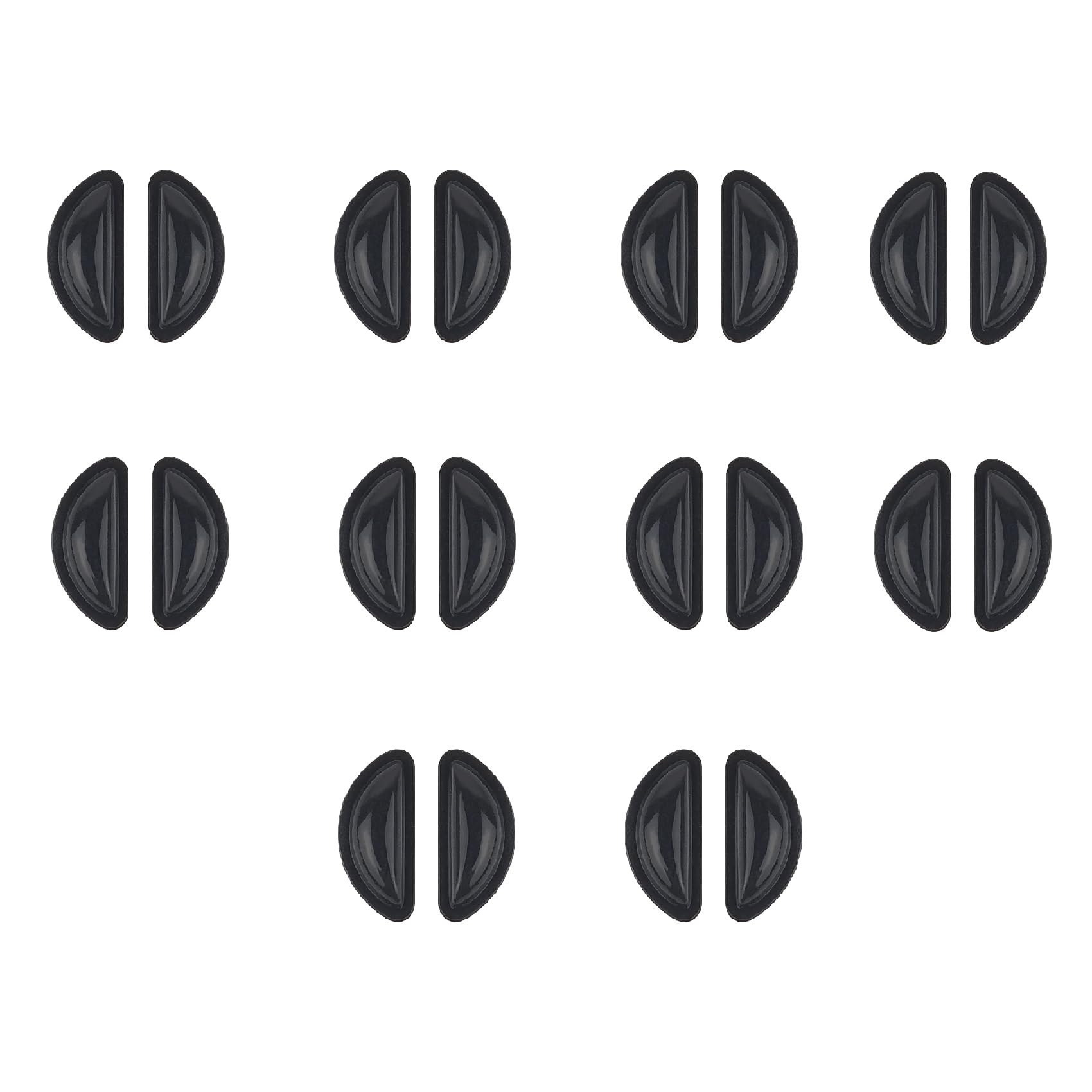 10 pairs of adhesive silicone eyeglass nose pads in black, size D