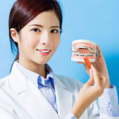 Close-up of green silicone aligner seater