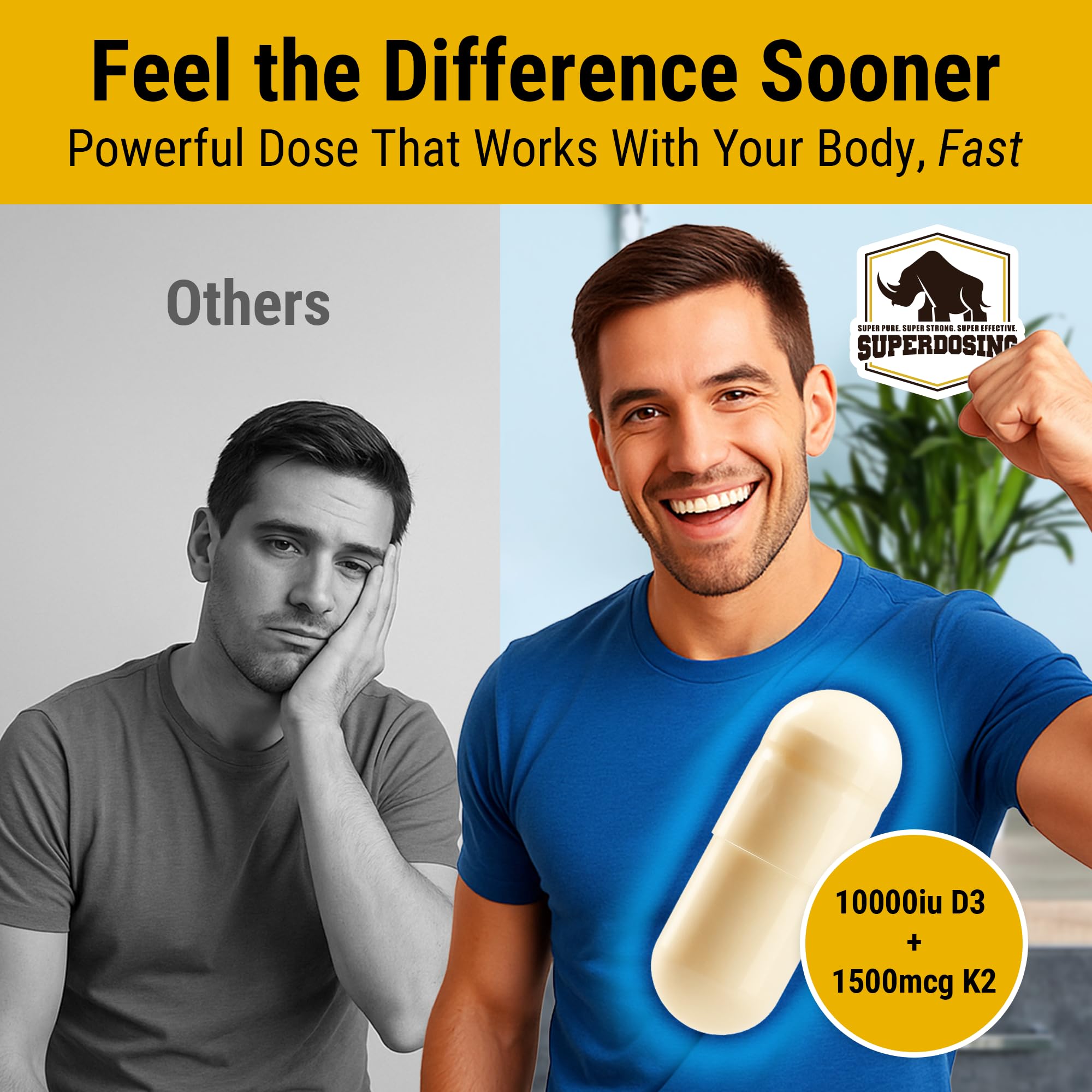 One-pill D3K2 combination with 10000 IU D3 and 1500 mcg K2