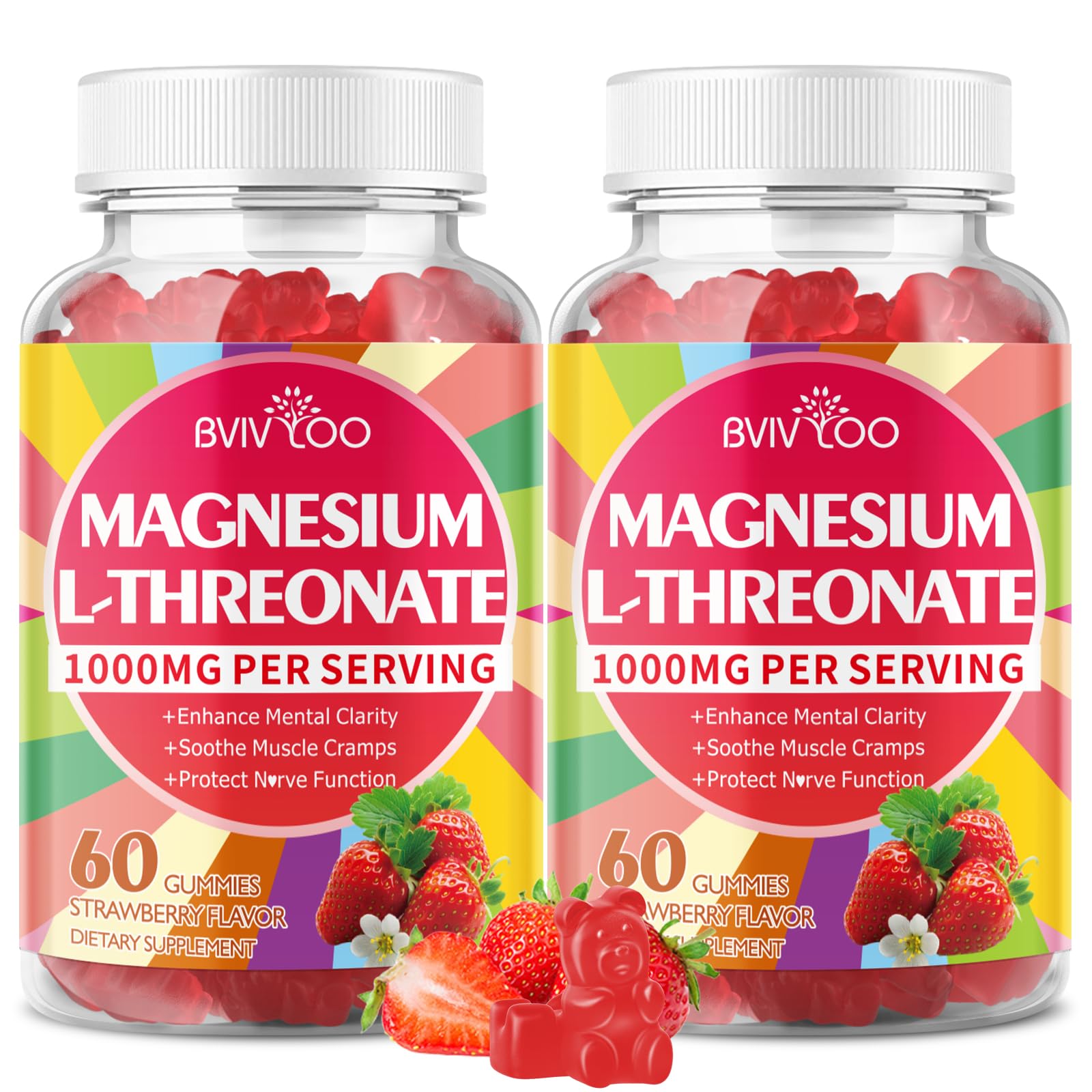1000mg Magnesium L-Threonate Gummies for kids and adults – Strawberry flavor