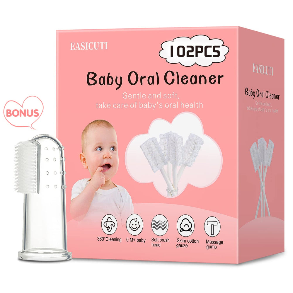 Main image: 102 piece baby tongue cleaner and infant oral care set