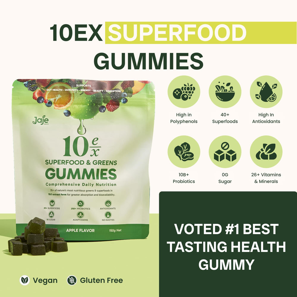 Gummies poured on a surface with greens background