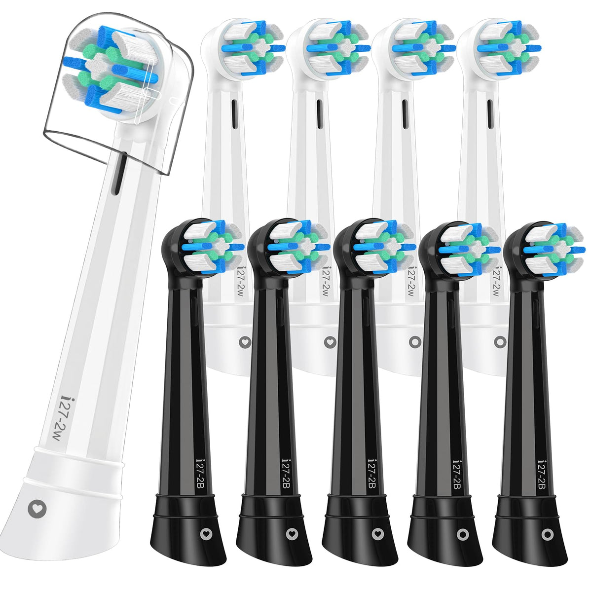 10-pack Oral-B iO compatible brush heads in white, round design