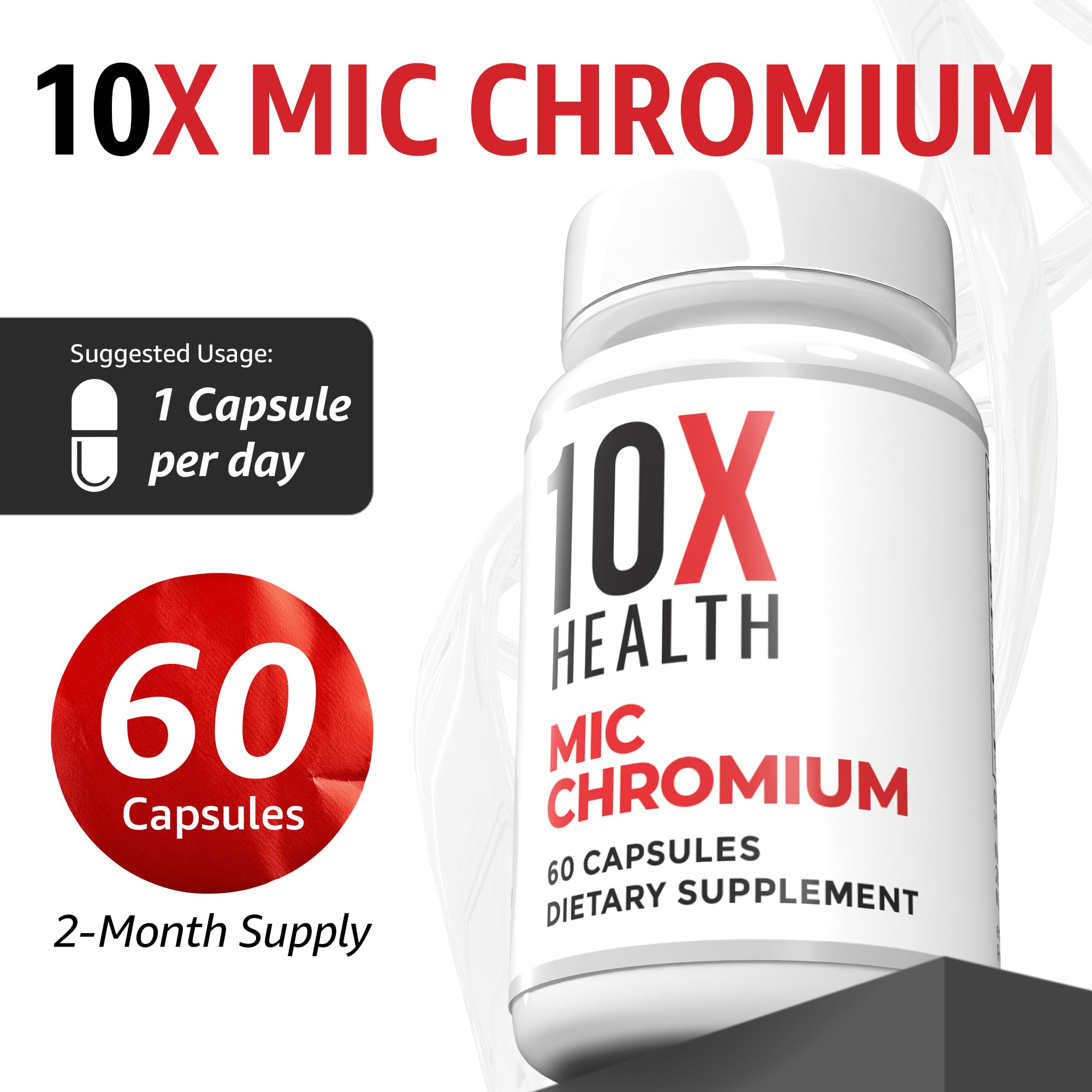 10X Health capsules next to a ruler for clear serving size comparison