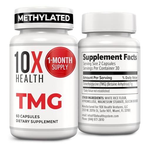 10X Health System TMG bottle label with Trimethylglycine