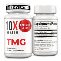 10X Health System TMG bottle label with Trimethylglycine