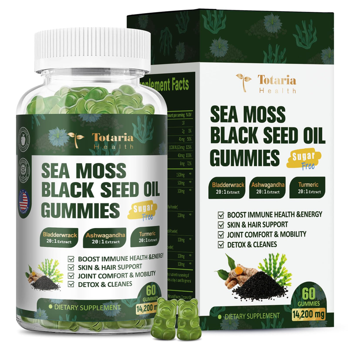 Bottle of 11-in-1 Sugar Free Sea Moss Gummies