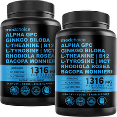Bottle of 12-in-1 Nootropic Brain Supplement Anhydrous with Ginkgo Biloba