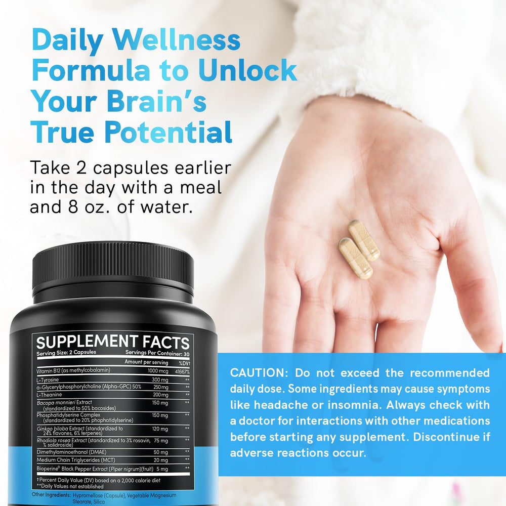 Non-caffeinated brain booster packaging scene