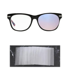 Eye patch being trimmed with scissors to fit glasses lenses