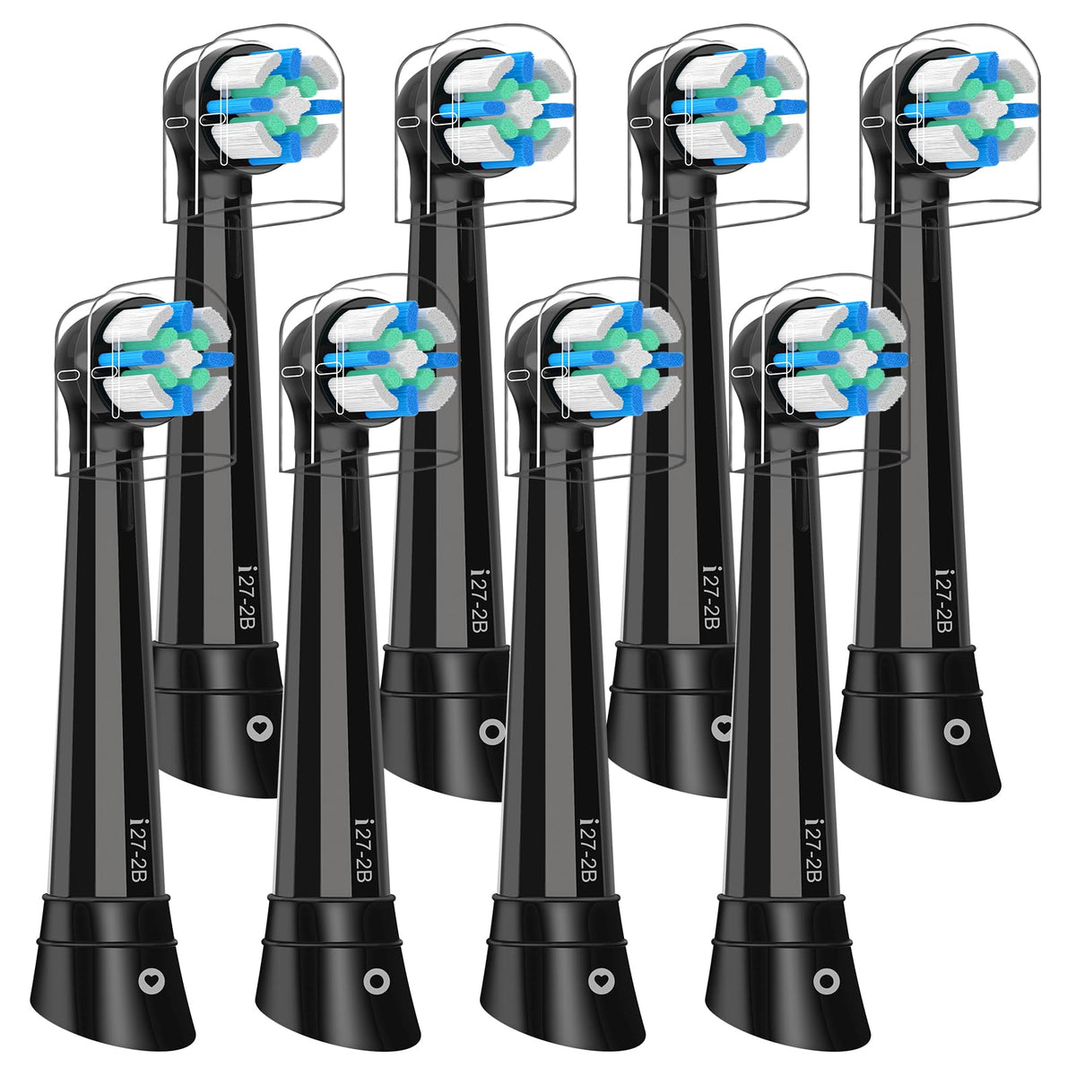 12-pack IO brush heads compatible with Oral-B iO - black, product photo 1