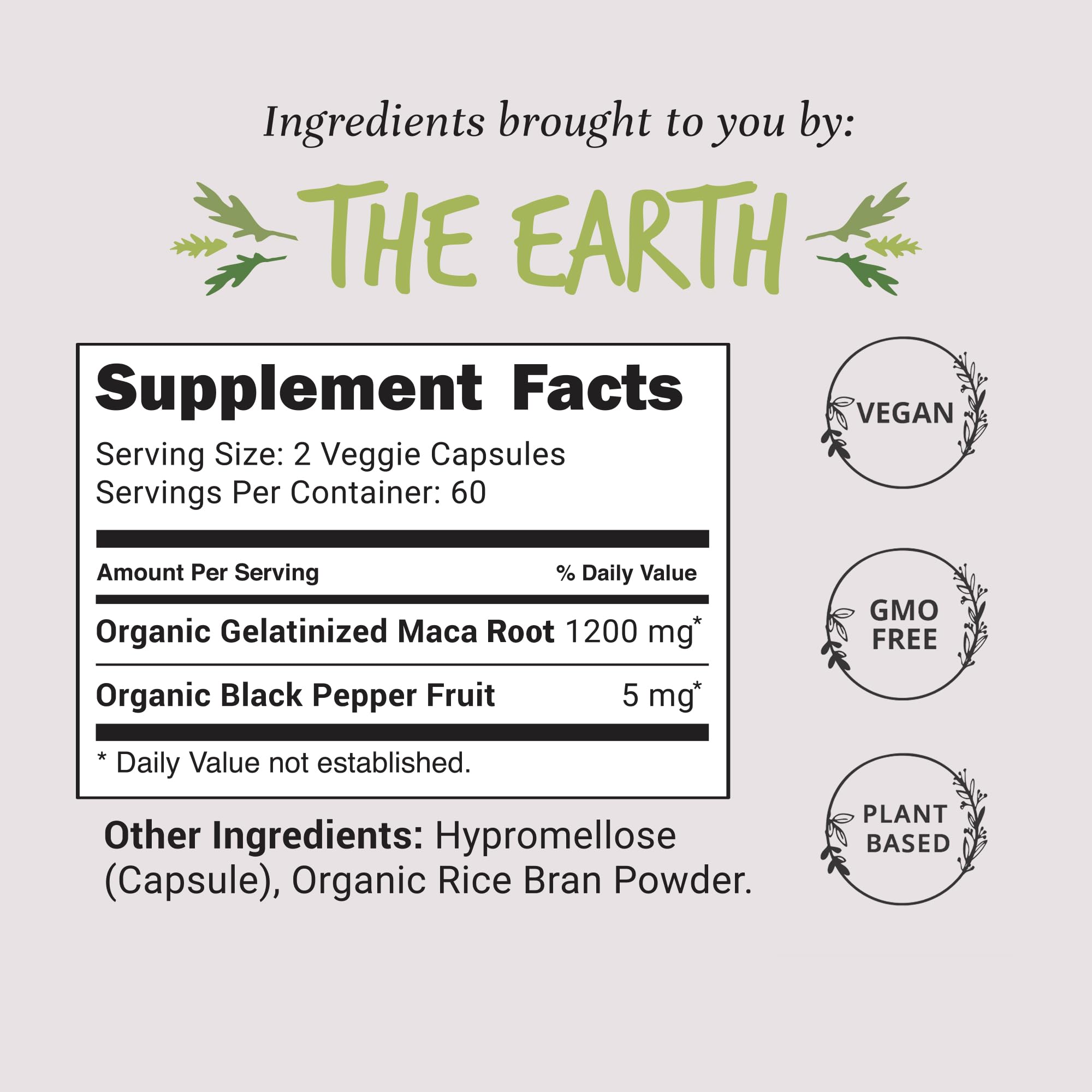 120-count bottle of maca root capsules