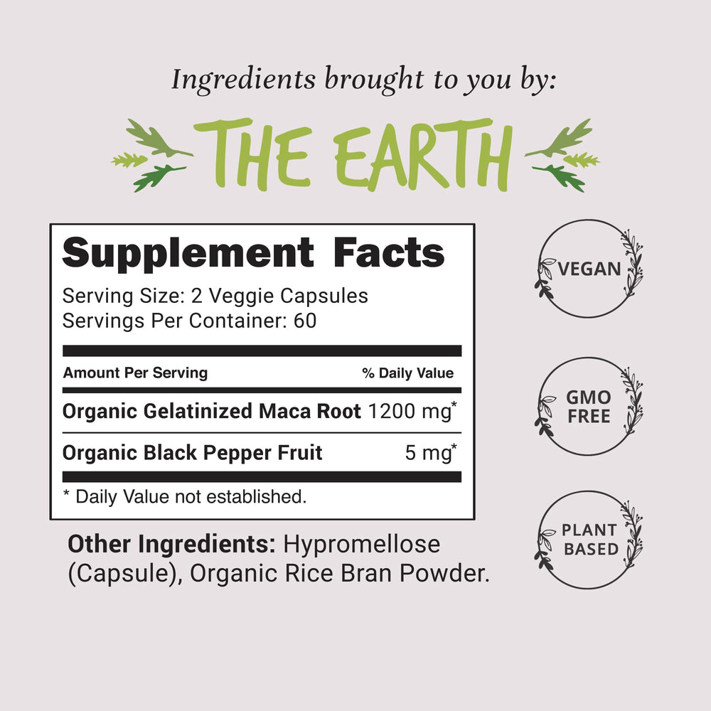 120-count bottle of maca root capsules