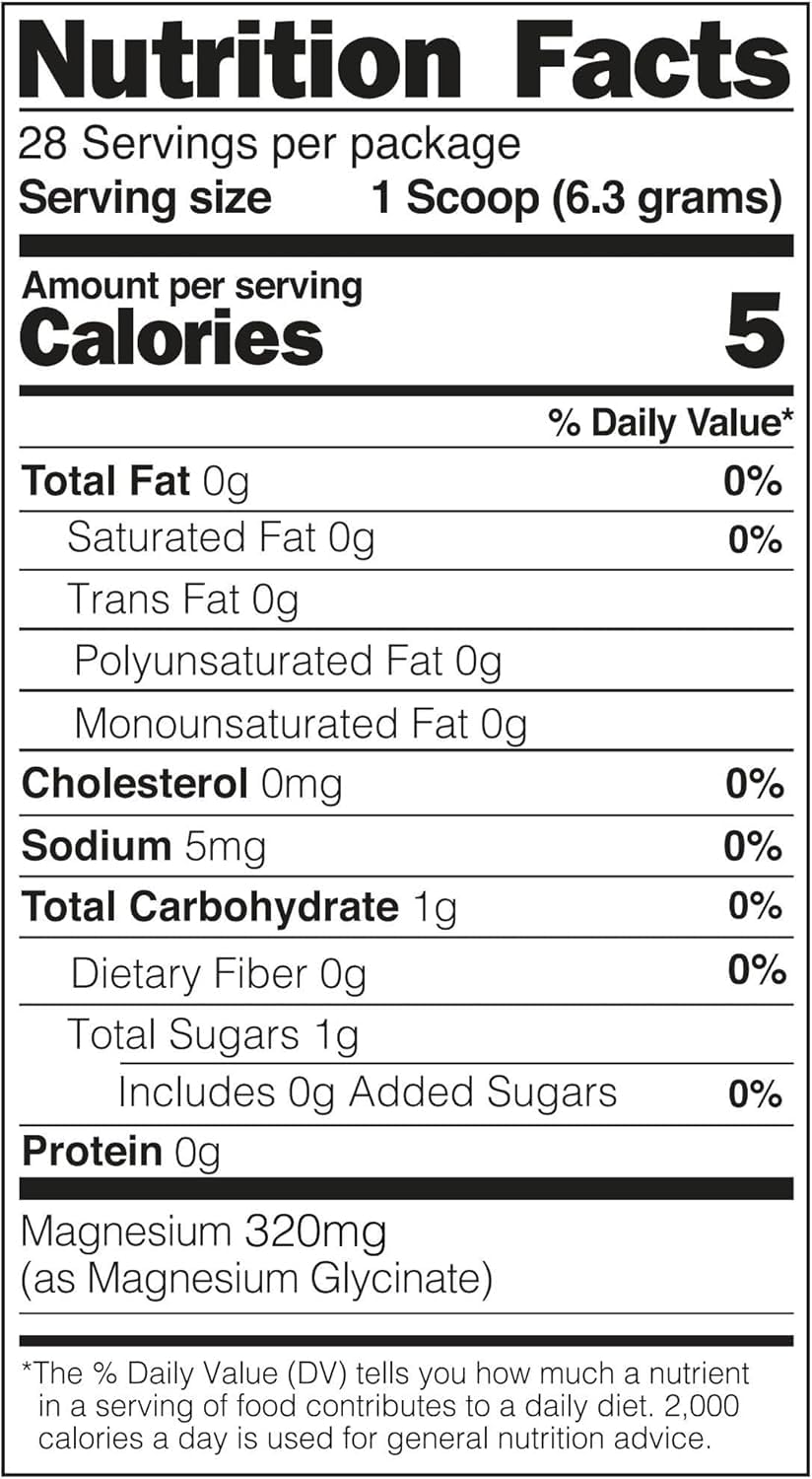 Nutrition and serving information for 28 servings