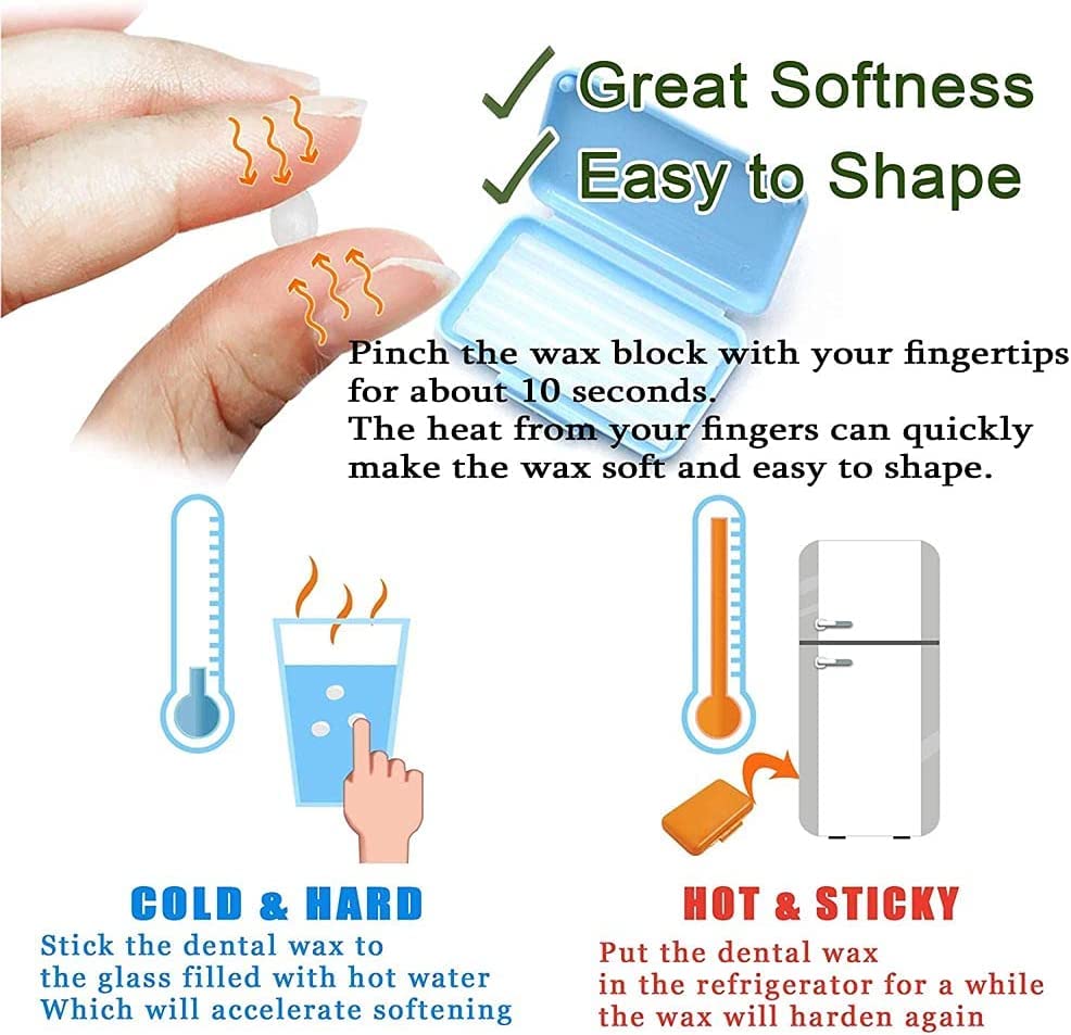 Pink strawberry scented dental wax pieces for braces from the 12-pack kit