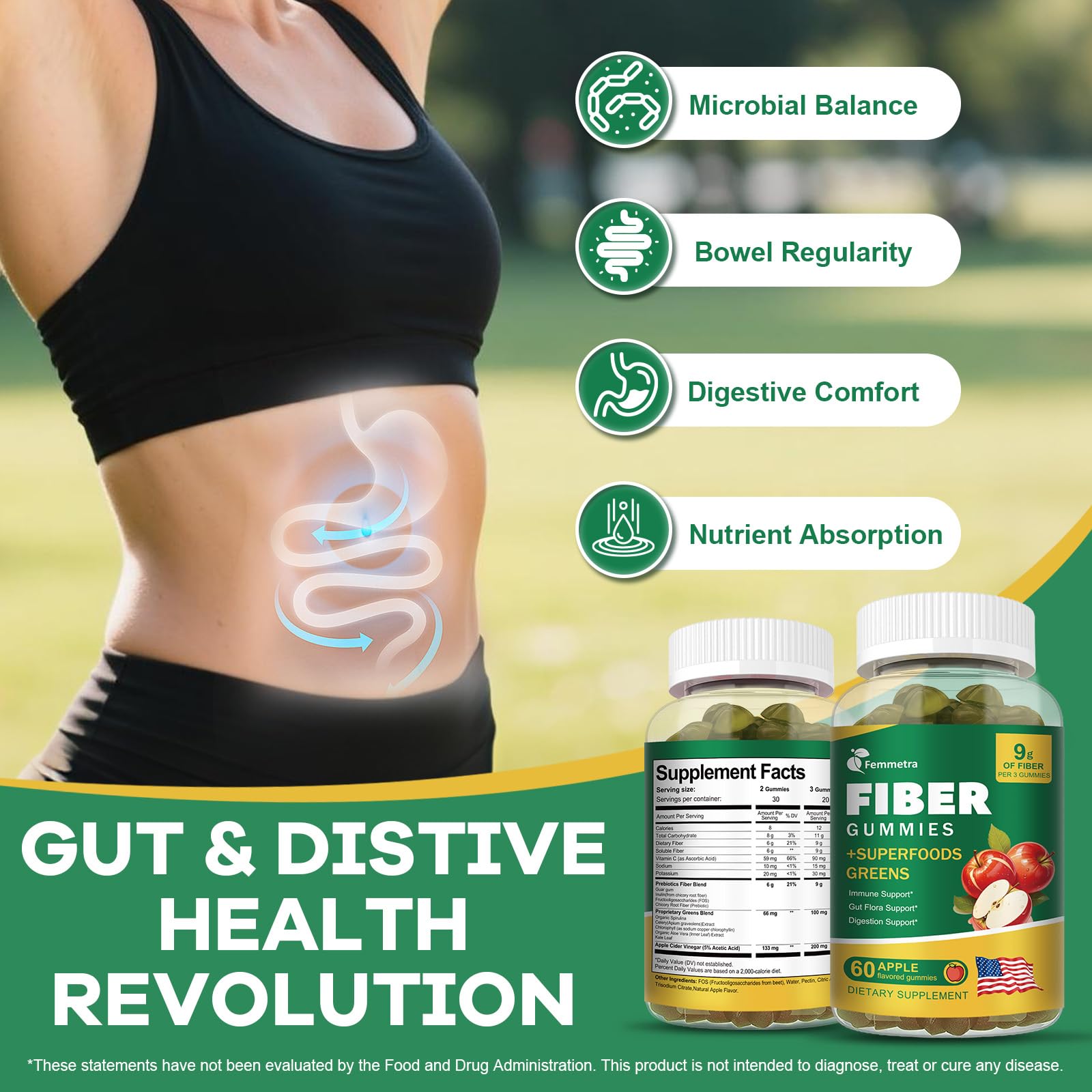 Packaging highlighting greens blend ingredients